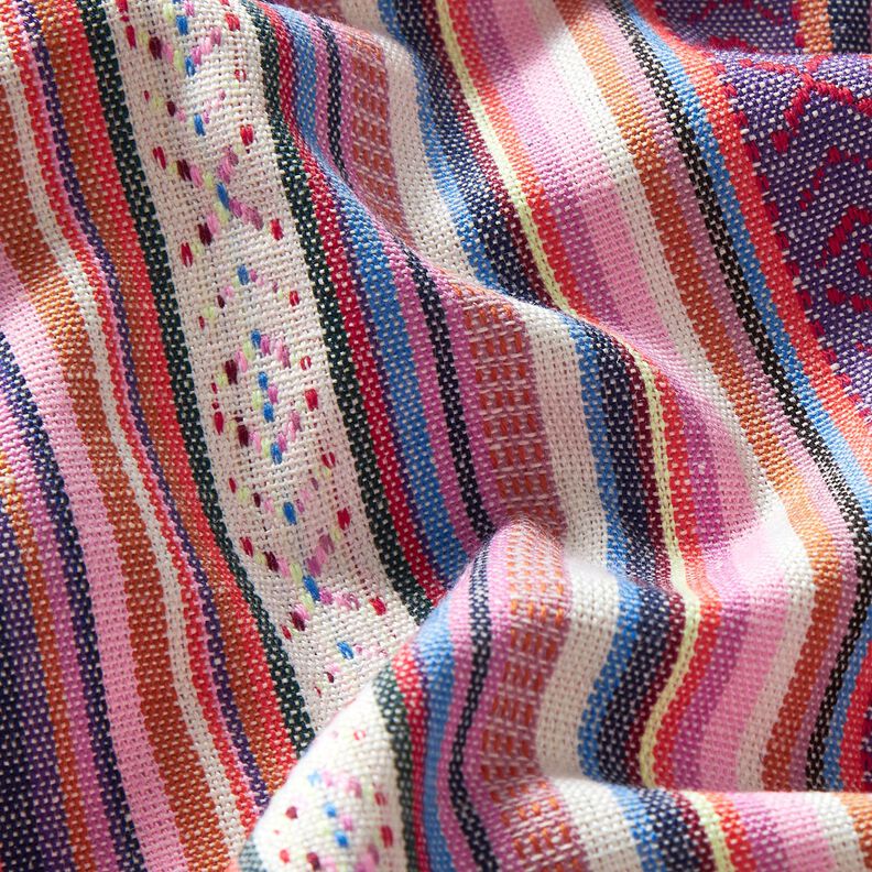 Dekorationstyg Jacquard pastellränder – rosa/lila, image number 2