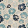 Dekorationstyg Halvpanama Imponerande blommor – marinblått/natur,  thumbnail number 1