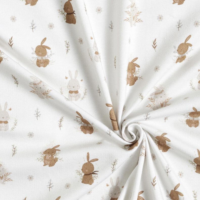 Bomullsjersey söta små harar Digitaltryck – elfenbensvit,  image number 3