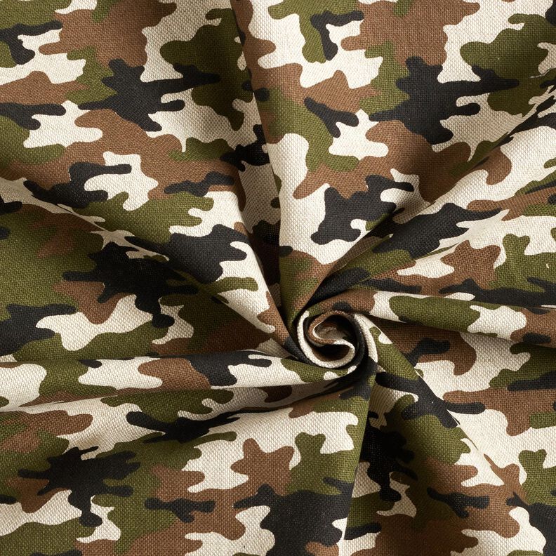 Dekorationstyg Halvpanama kamouflage – natur/mörk-oliv,  image number 3