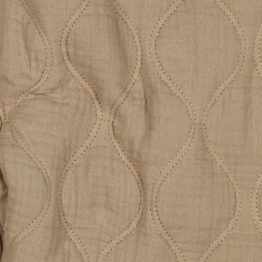 Quiltat tyg Muslin Vågor – mörkbeige, 