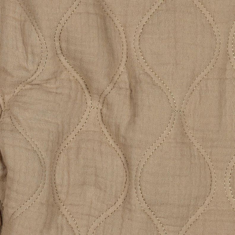 Quiltat tyg Muslin Vågor – mörkbeige, image number 2