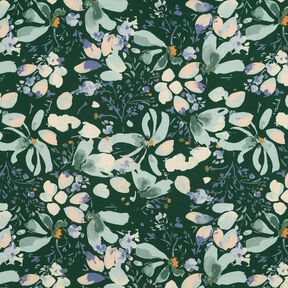 Viskostyg Vårblommor digitaltryck – mörkgrön/ljus mint, 