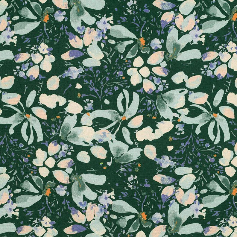 Viskostyg Vårblommor digitaltryck – mörkgrön/ljus mint,  image number 1