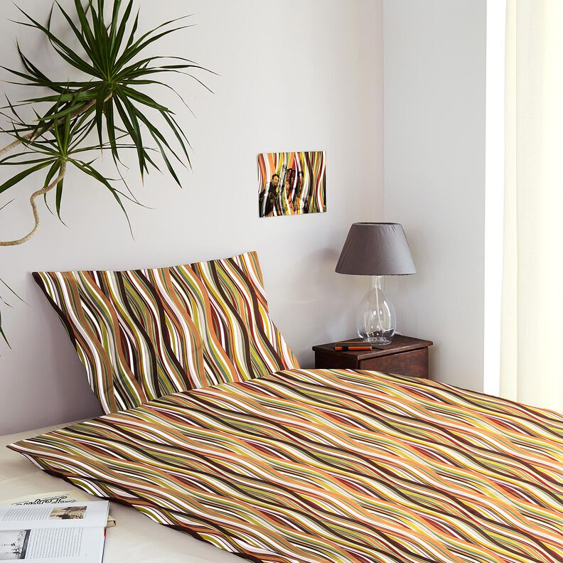 Bomullstyg Kretong b&ouml;jda r&auml;nder &ndash; vit/ljusorange,  image number 6