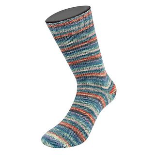 LANDLUST Sockenwolle „Bunte Ringel“, 100g | Lana Grossa – blå/rött, 