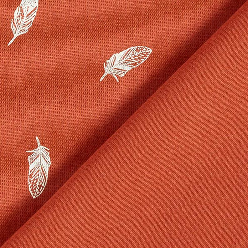 Bomullsjersey fjädrar – terracotta,  image number 4