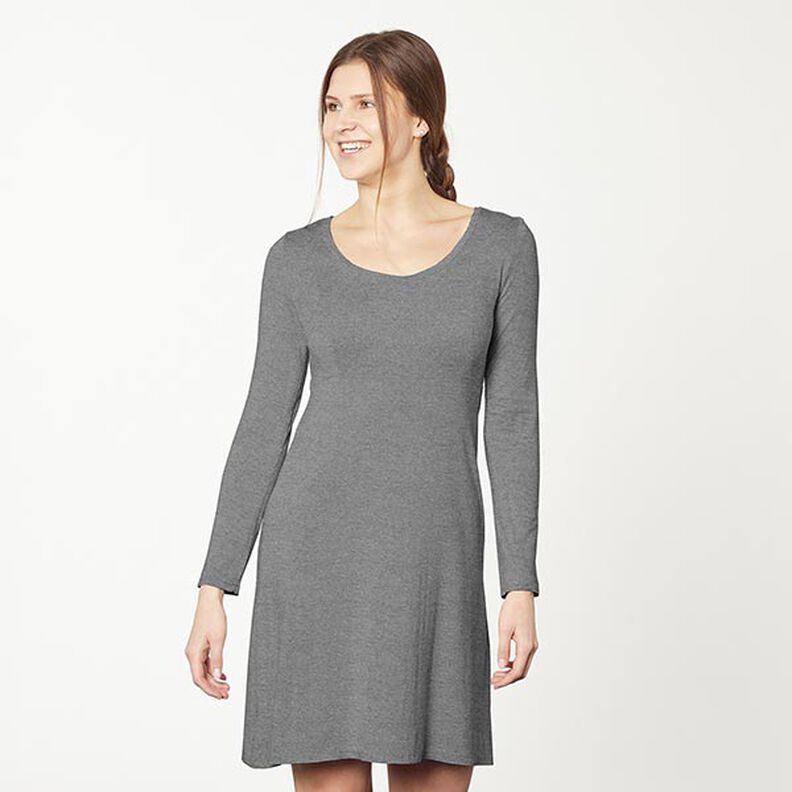 Bomullsjersey medium melange – mörkgrå,  image number 6