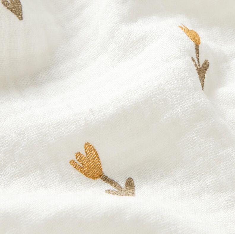 Muslin/Dubbel-krinkelväv småblommor – elfenbensvit, image number 2