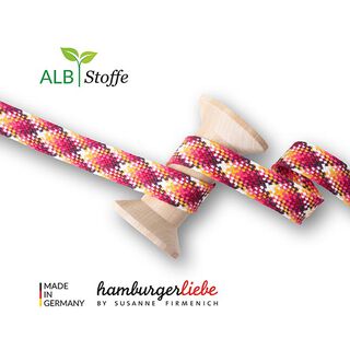 Ekologisk flätad snodd Twist Me Check [ 24 mm ] | Albstoffe – pink/brandgul, 