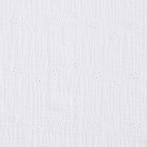 Muslin/Dubbel-krinkelväv Engelskt broderi blomrankor – vit, 