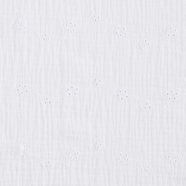 Muslin/Dubbel-krinkelväv Engelskt broderi blomrankor – vit,  image number 1