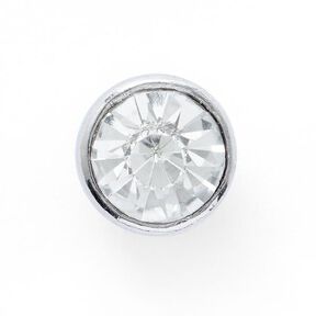 Strass-metallknapp med ögla [ Ø10 mm ] – silver metallic, 