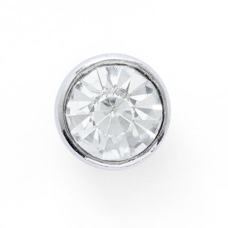 Strass-metallknapp med ögla [ Ø10 mm ] – silver metallic,  image number 1