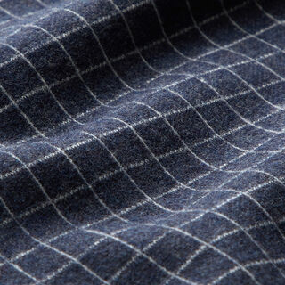 Stickad jacquard uppruggad rutnät – jeansblå, 