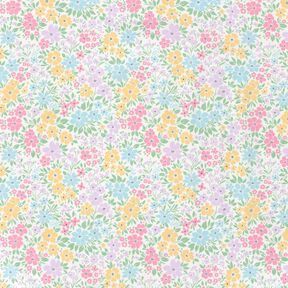 Bomullsjersey Vacker blomsteräng – elfenbensvit/pastellfläder, 