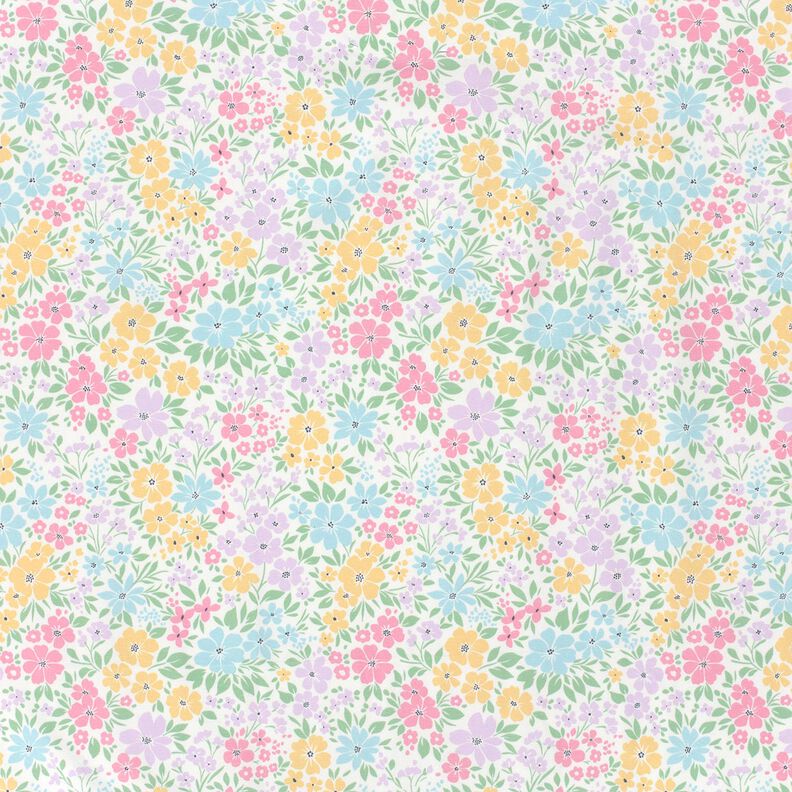 Bomullsjersey Vacker blomsteräng – elfenbensvit/pastellfläder,  image number 1