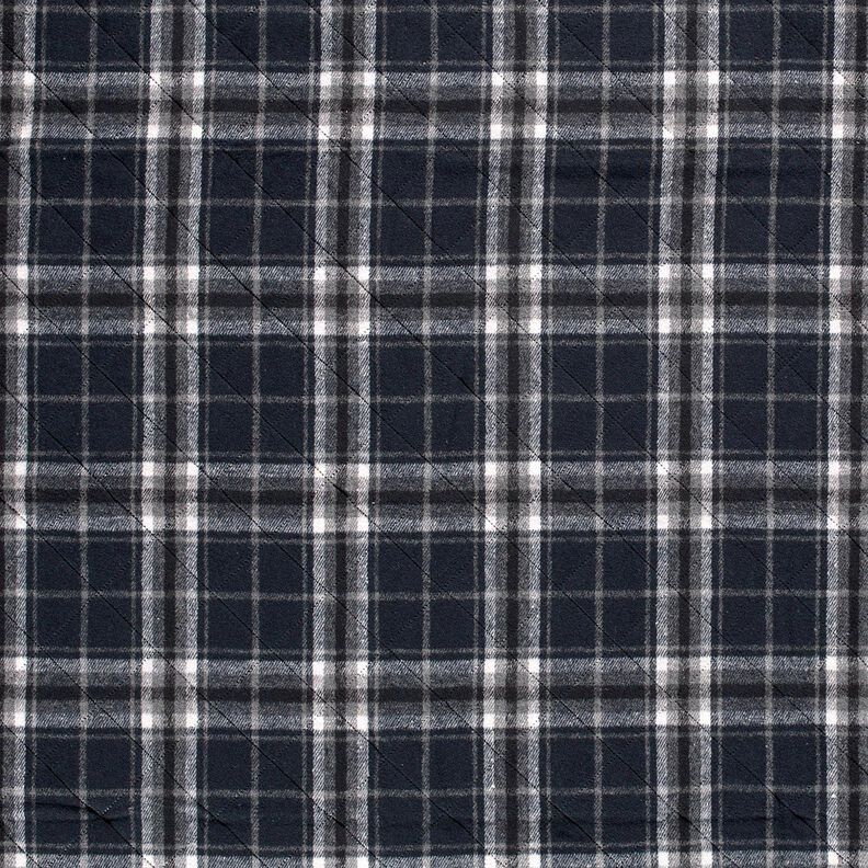 Quiltat tyg rutig – nattblå/stengrå,  image number 1