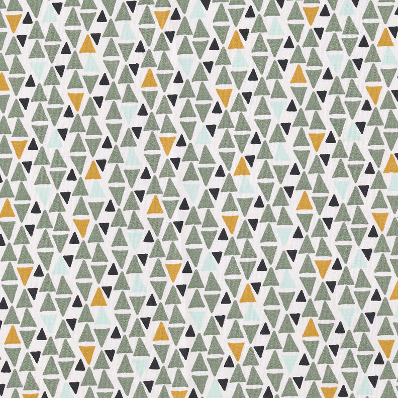Bomullstyg Kretong Trianglar mini – vass/vit,  image number 1