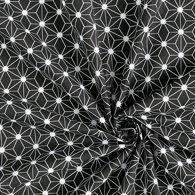 Bomullstyg Kretong Grafisk stjärna – svart, image number 3