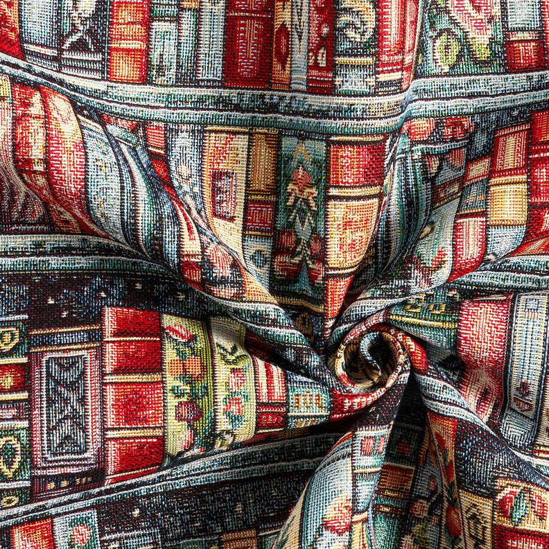 Dekorationstyg Gobel&auml;ng f&auml;rgglad bokhylla &ndash; bl&aring;gran/karminr&ouml;d,  image number 3