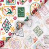 Bomullstyg Poplin julbilder – vit/karminröd,  thumbnail number 4