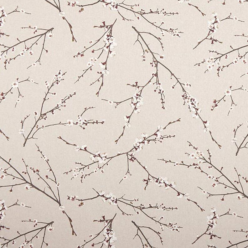 Dekorationstyg Halvpanama Japanska körsbärsblommor – natur/burgunder,  image number 1