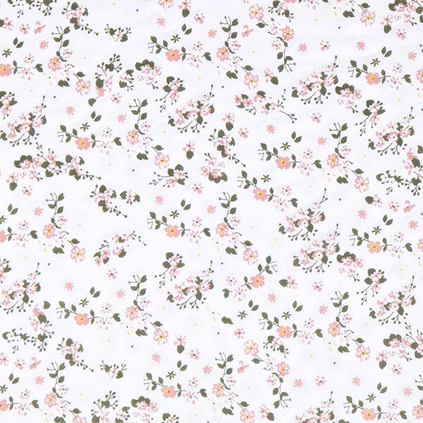 Siden-viskos-satin Spridda blommor – vit,  image number 1