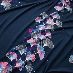 Bomullsjersey Gingko | Glitzerpüppi – nattblå/purpur, 