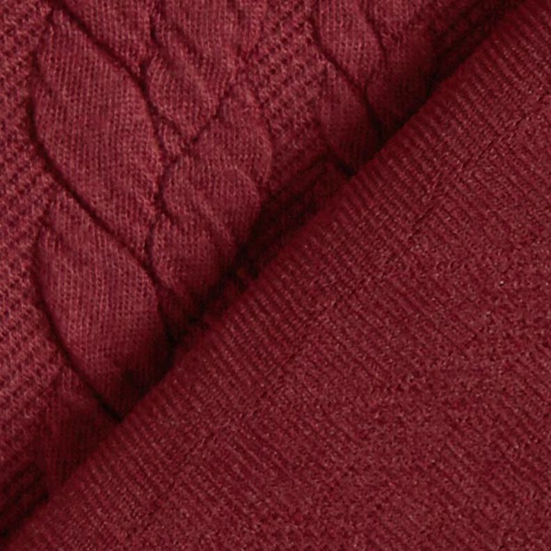 Jerseyjacquard Cloqué Flätat mönster – bordeauxrött,  image number 4