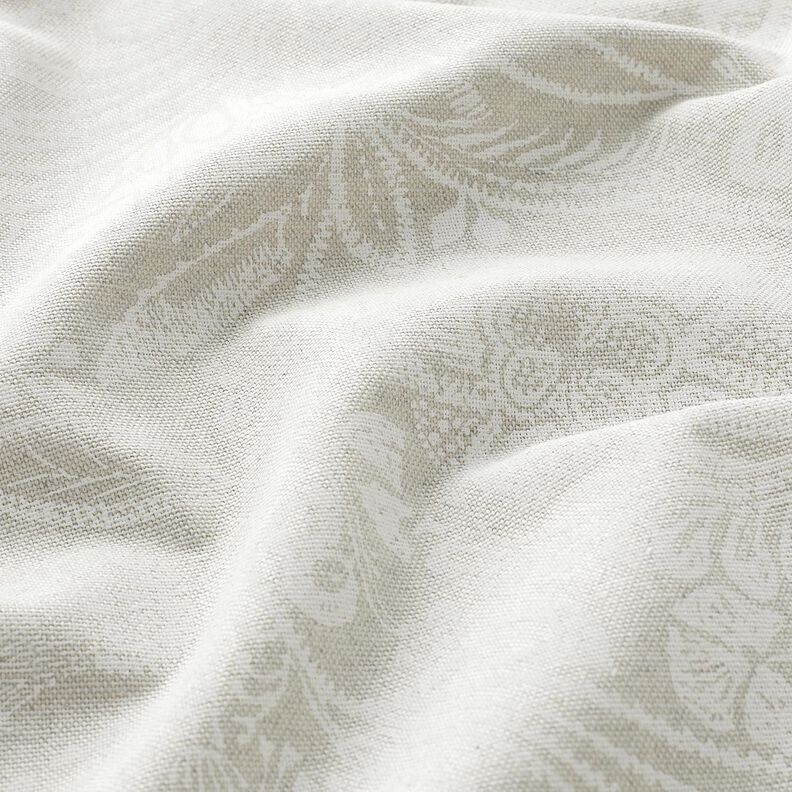 Dekorationstyg Halvpanama Blommig paisley – natur/vit,  image number 2