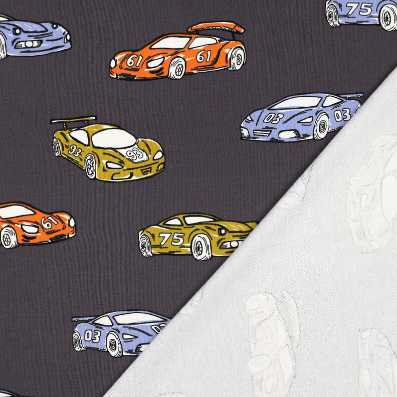 French Terry Sommarsweat Racerbilar | Poppy Fabrics – grått, image number 4