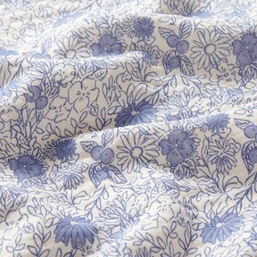 Muslin/Dubbel-krinkelväv Blå blommor – vit/lysande blå, 