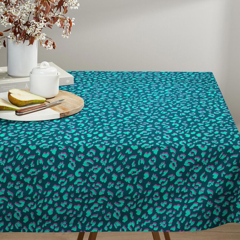 Behandlad bomull Abstrakt Lejon | Poppy Fabrics – petrol/lila, image number 6