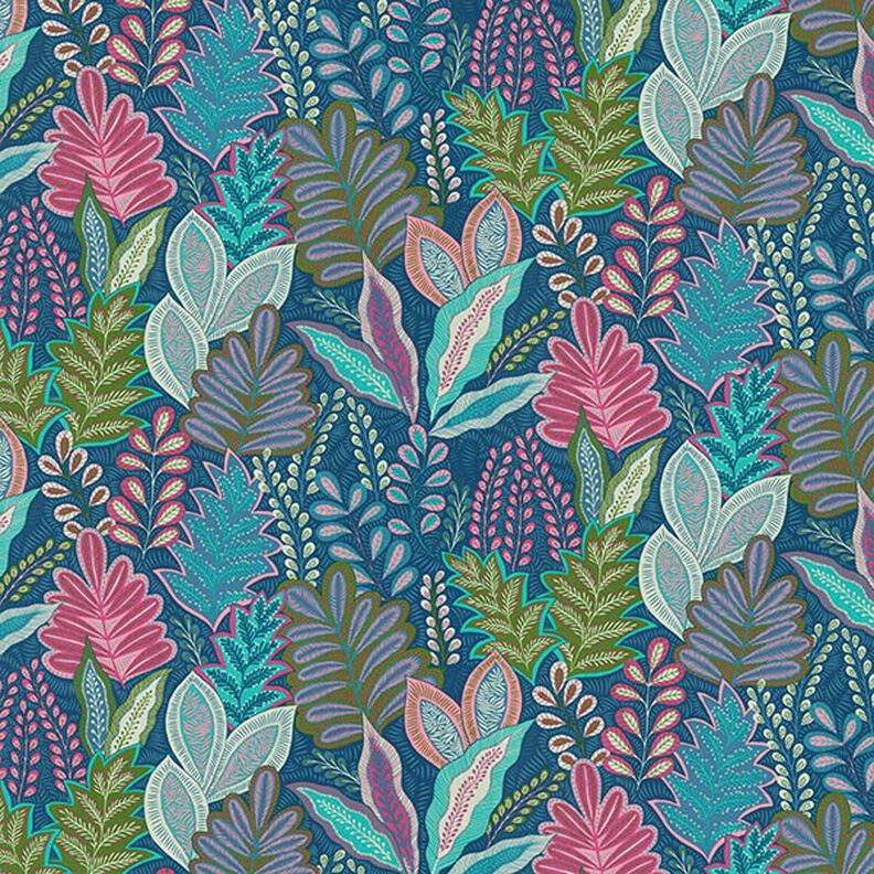 Dekorationstyg halvpanama blad – marinblått,  image number 1