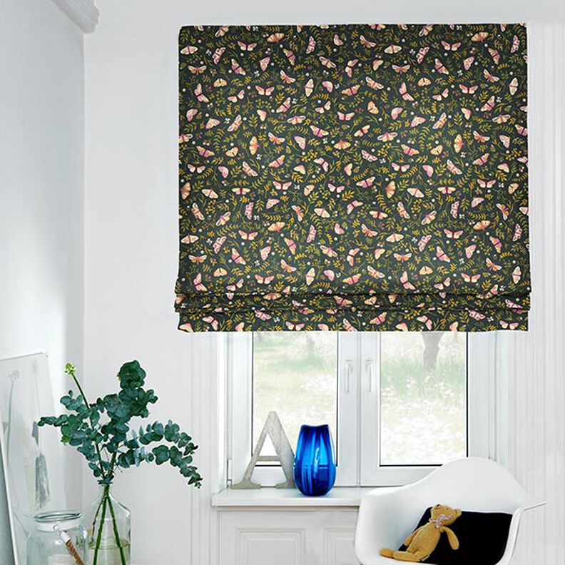 Dekorationstyg Halvpanama fjärilar – mörkgrön/khaki,  image number 6