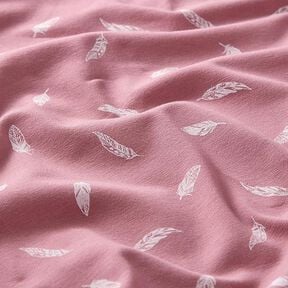 Bomullsjersey Fjädrar – gammalt rosa, 
