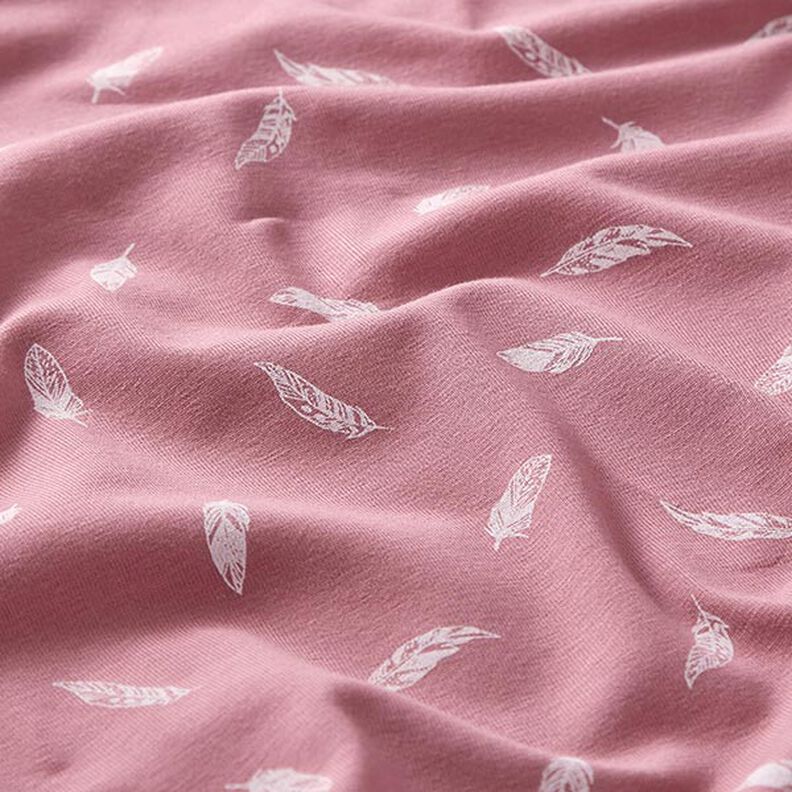 Bomullsjersey Fjädrar – gammalt rosa,  image number 2