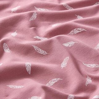 Bomullsjersey Fjädrar – gammalt rosa, 