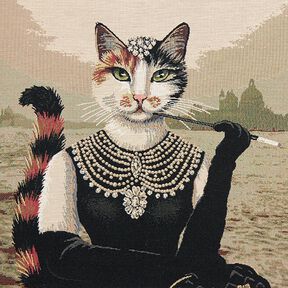 Panel Gobeläng Elegant katt – mörkbeige/svart, 