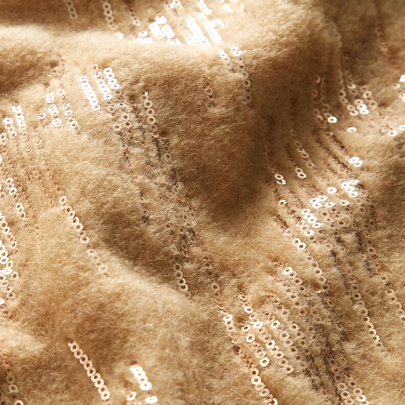 Kapptyg stickat paljettränder – beige, image number 2