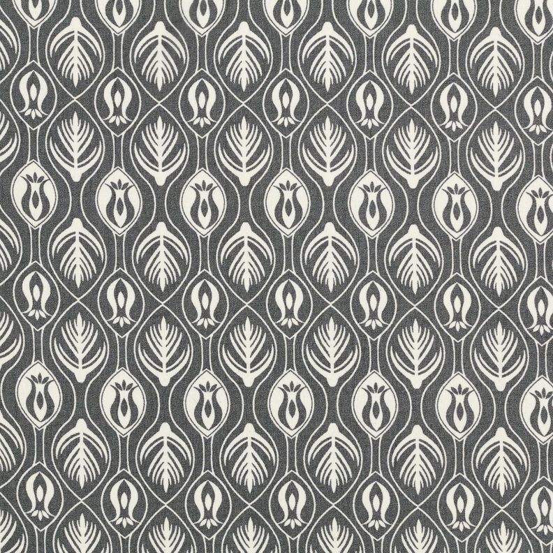 Chiffong ornamentmönster – vit/svart, image number 1