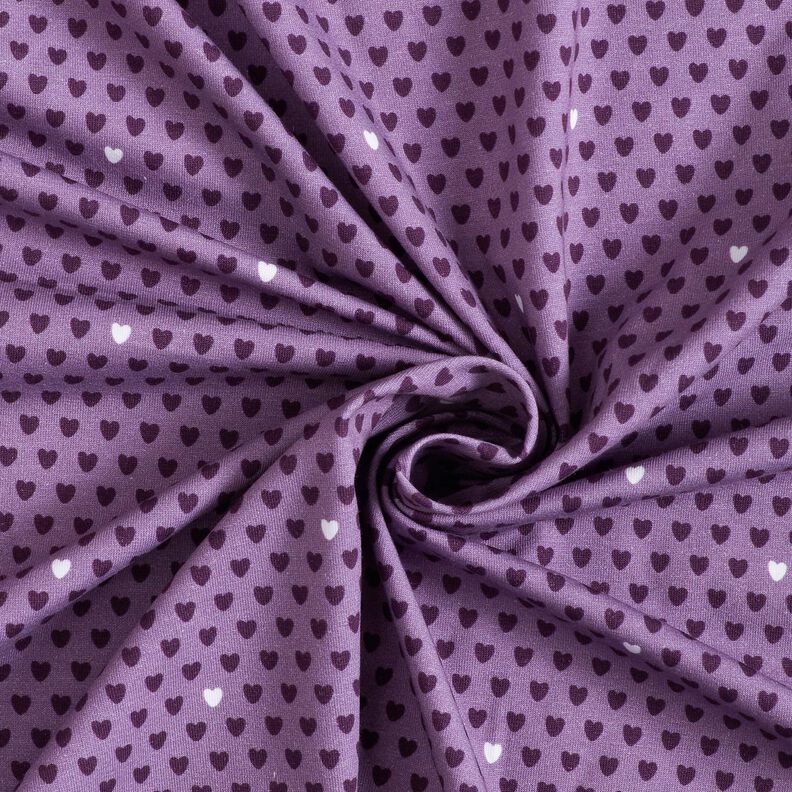 Bomullsjersey Pavo hjärtan | Stoff&Liebe – rödlila/aubergine,  image number 3