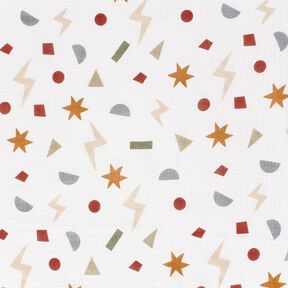 Muslin/Dubbel-krinkelväv Geometriska symboler – elfenbensvit/karamell, 