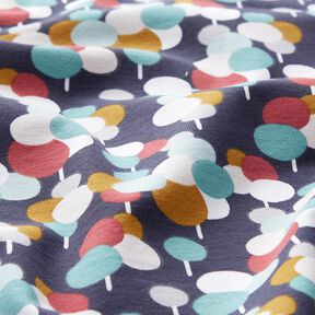 Bomullsjersey Prickade träd – nattblå, 