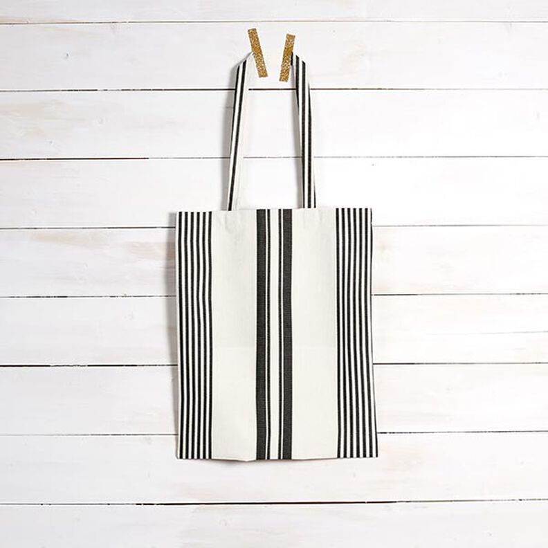 Outdoortyg Canvas fin randig mix – svart/vit,  image number 6