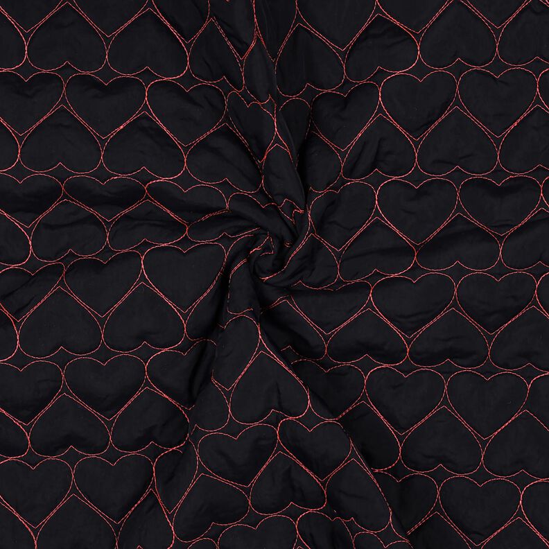 Quiltat tyg neonhjärtan | Poppy Fabrics – svart/neonpink, image number 3