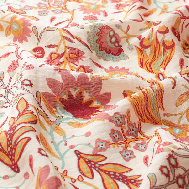 Viskosmix Retroblommor – elfenbensvit/ljus bärfärg, image number 2