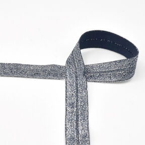 Elastiskt kantband (vikt resår) glitter [20 mm] – marinblått, 