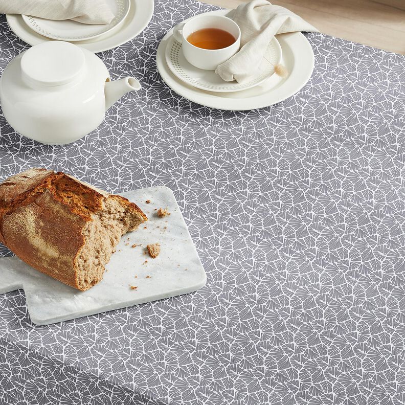 Behandlad bomull abstrakta miniblad – grå/vit,  image number 7